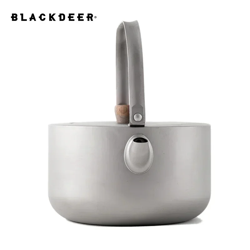 BLACK-DEER Ultralight Titanium Kettle 1200ml, Foldable Handle Kettle Tea For Outdoor Camping Hiking & Backpacking 209g