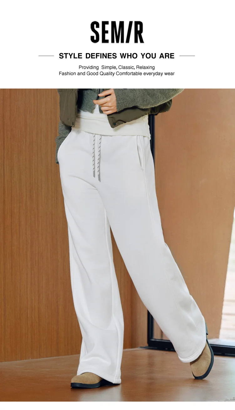 Semir Freizeithose für Damen, Winter, wärmeisolierend, antibakteriell, mit Fleece gefüttert, Kordelzug, Jogginghose, getäfelt, neues, vielseitiges, weites Bein – Detail 1