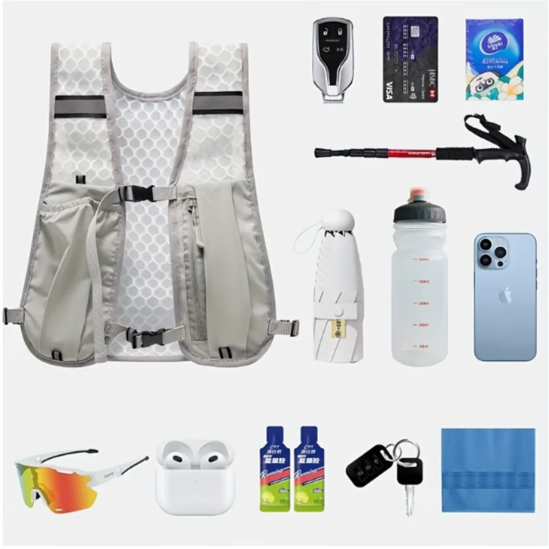 Outdoor Sports Running Vest Backpack Waterproof Breathable Cycling Vest Lightweight Phone Water Bottle Holder Storage Chest Pack image 4