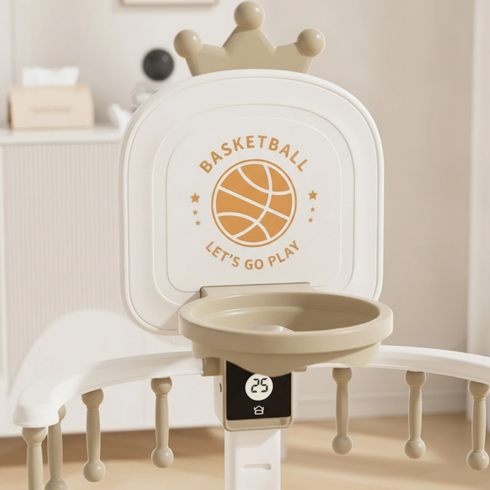 Basketball Hoop with Stand Interactive Indoor Basketball Hoop Game Set Stable Toy Secure for Toddlers, Playroom, Apartment