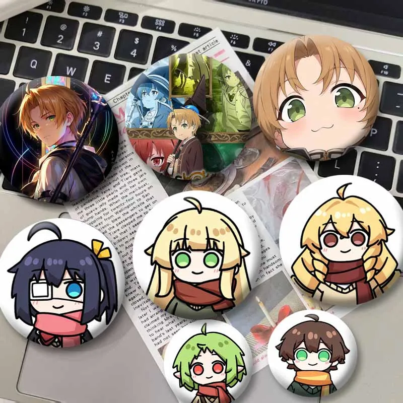 Anime Mushoku Tensei Coin Brooch Rudeus Greyrat Roxy Eris Boreas Cartoon Lapel Pins Jewelry Badge Accessories Clothes Bag Decor