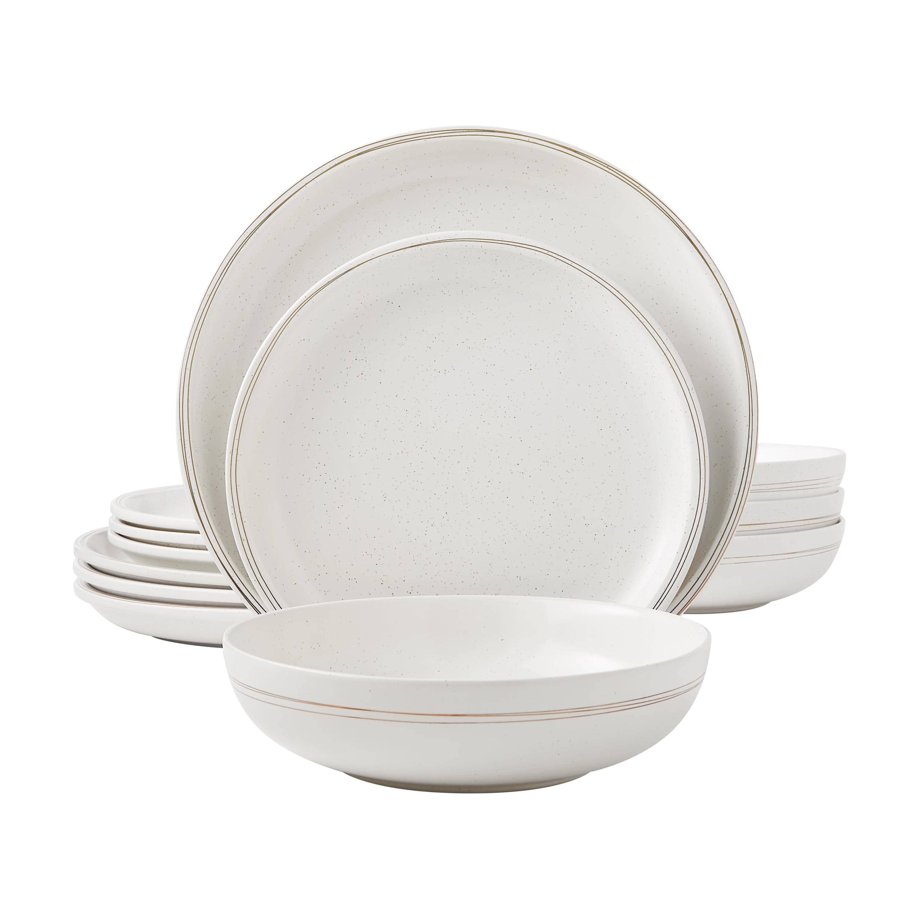 

Gold Frost 12-Piece Stoneware Dinnerware Collection
