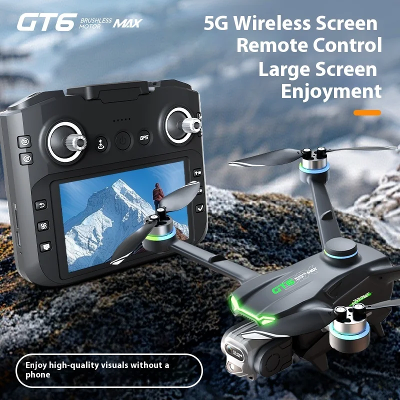 

Дрон GT6 с экранным управлением, GPS, возврат, передача изображения 5G, бесщеточный оптический поток, самолет с дистанционным управлением для предотвращения препятствий