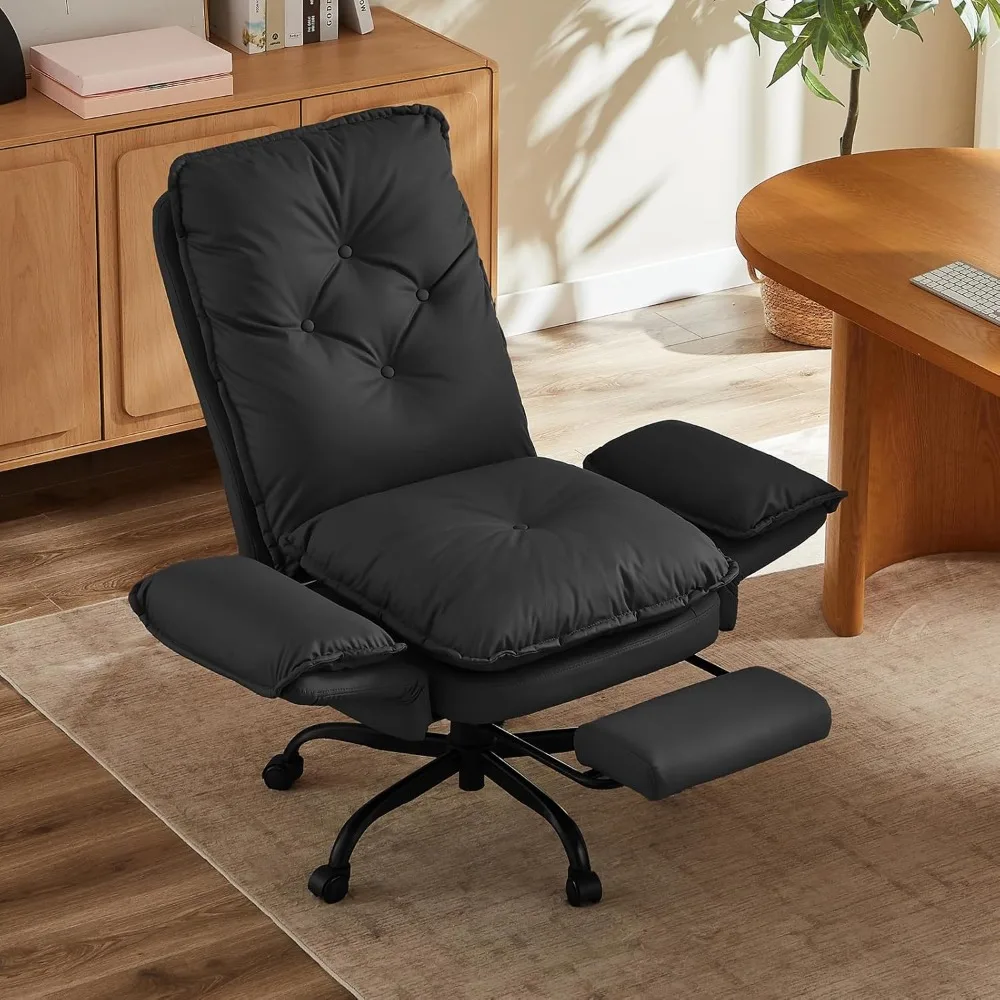 Cross-Legged Office Chair with Footrest, High-Back Criss-Cross Design, Reversible Armrests, Wheels, Suitable for Big and Tall In