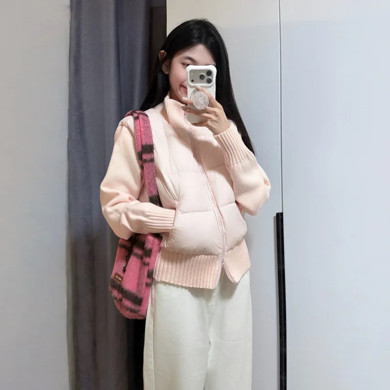 شتاء جديد نمط الجمهور الصغيرة موضة ملابس خارجية الوقوف طوق سستة سميكة الصوف الربط سترة قطن تصميم فرنسي قصير #1