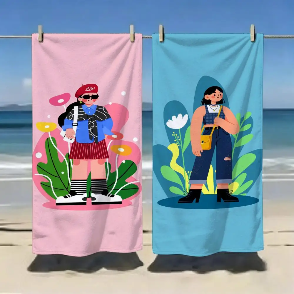 Modern Flat Vector Illustration Towel Microfiber soft Beach Towel for Travel Fitness Sauna Bathing Camping