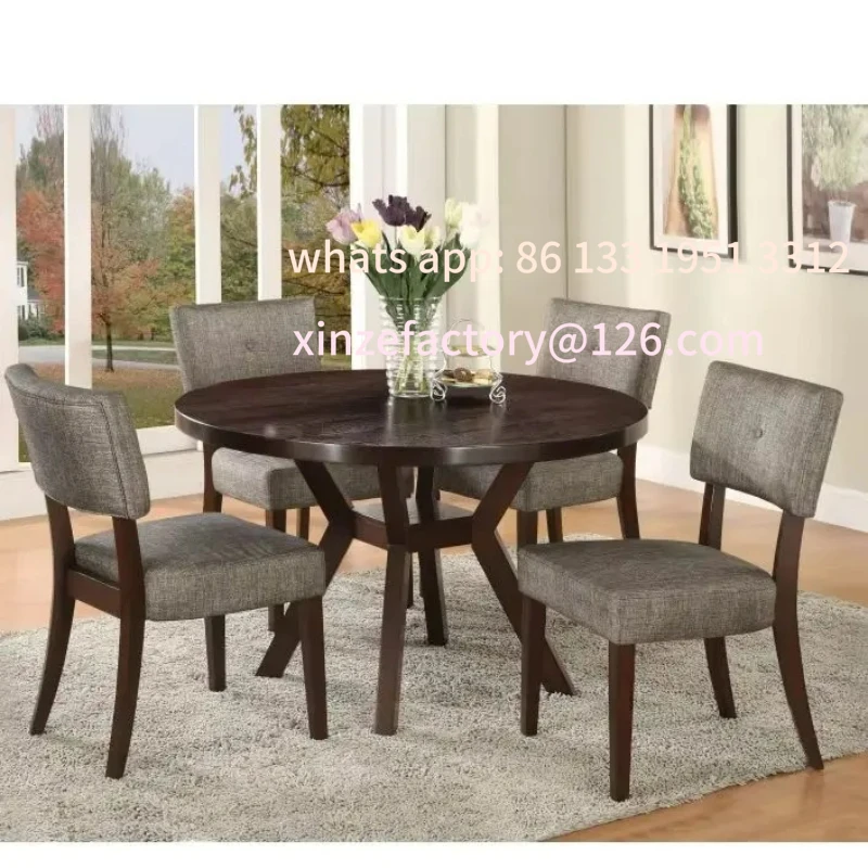 

Customizable Espresso color 5-piece restaurant set, 1 dining table and 4 dining chairs, restaurant furniture