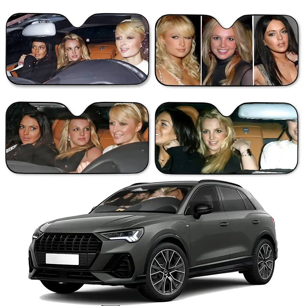 Paris Britney Lindsay-Hilton Parasol para coche Fundas para sombrilla para coche Cubierta Universal Parabrisas Visera plegable