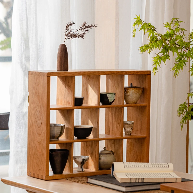 

Solid Wood MultiBrocade Wall Shelf Commercial Tea Display Rack New Chinese Style Antique Cup Decoration Shelf Tea Shelf
