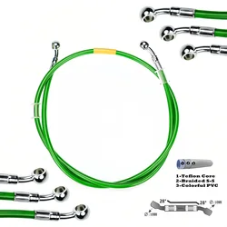 Green 400mm-2200mm Brake Hose Hydraulic DOT Line Cable 10mm 28°-28° Banjo for Suzuki Kawasaki Yamaha Pipe Line Braided oil hose