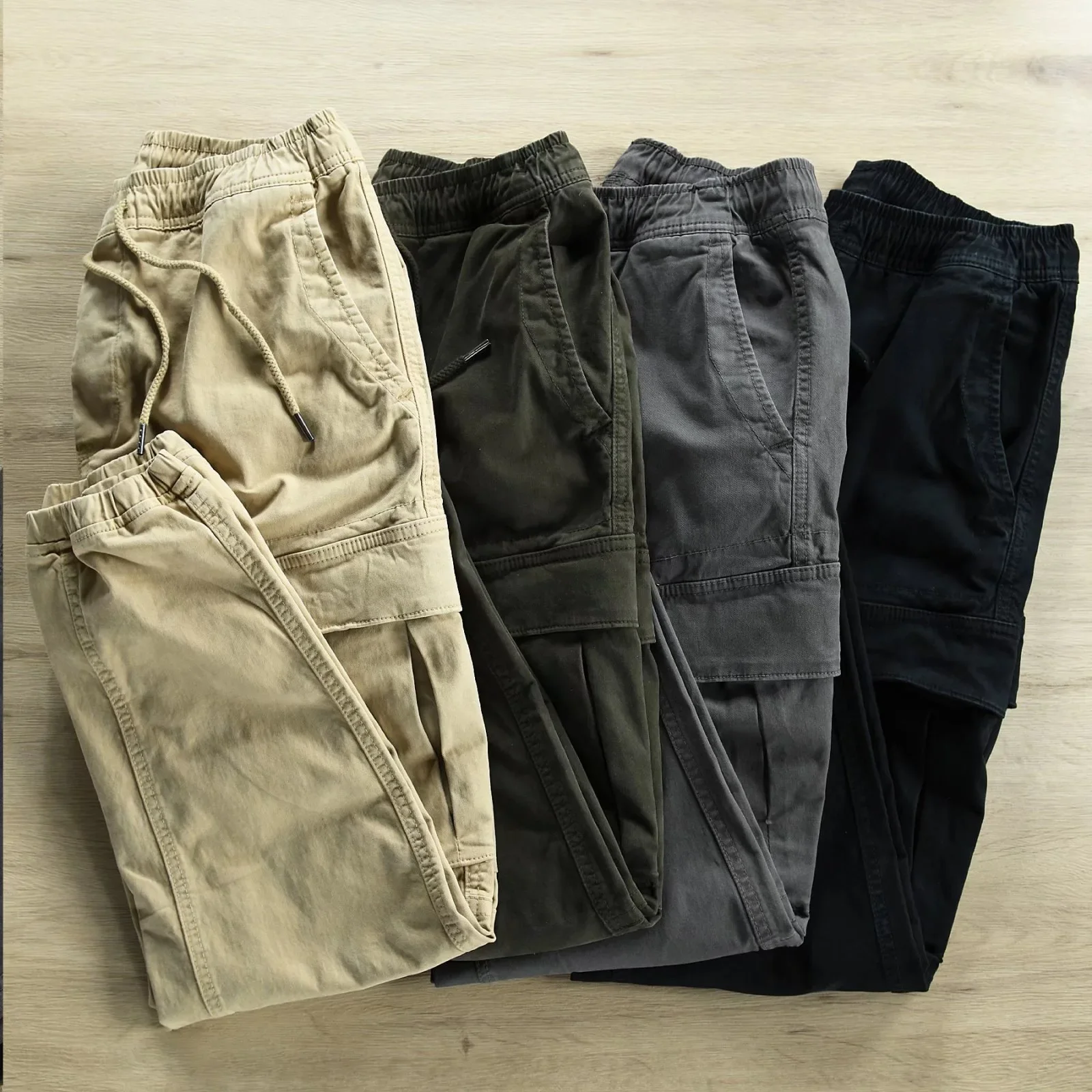 Casual Trendy Men's Loose-fit Cotton Cargo Pants For Work Leisure Comfortable Cropped Pants Flowy Trousers