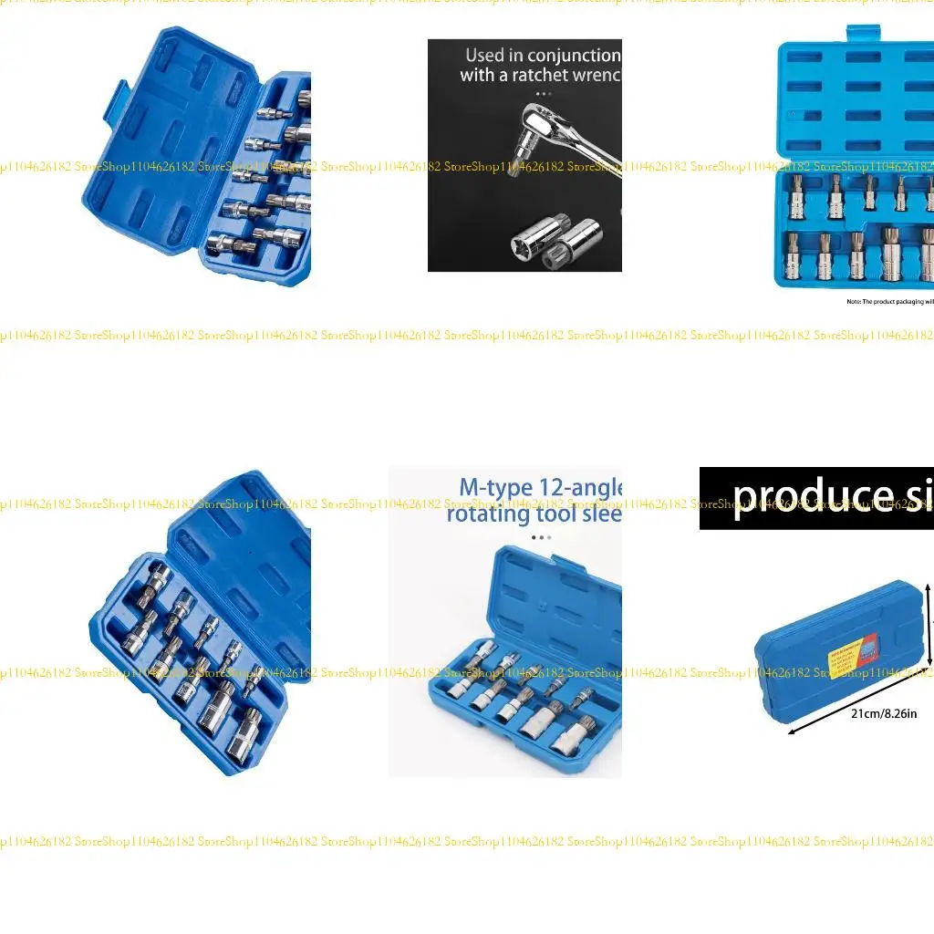 

Q2Q4 Socket Adapter 10Pcs 12 Point Triple Square Spline Bit Socket Set for Car