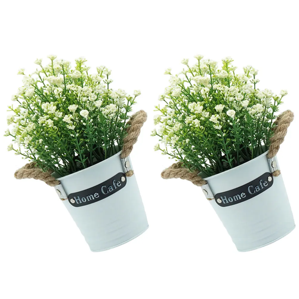 

2 Pcs Artificial Flower Ornament Faux Outdoor Plants Realistic Bonsai Decor Decoration Hemp Rope Decorations Child Desk Small