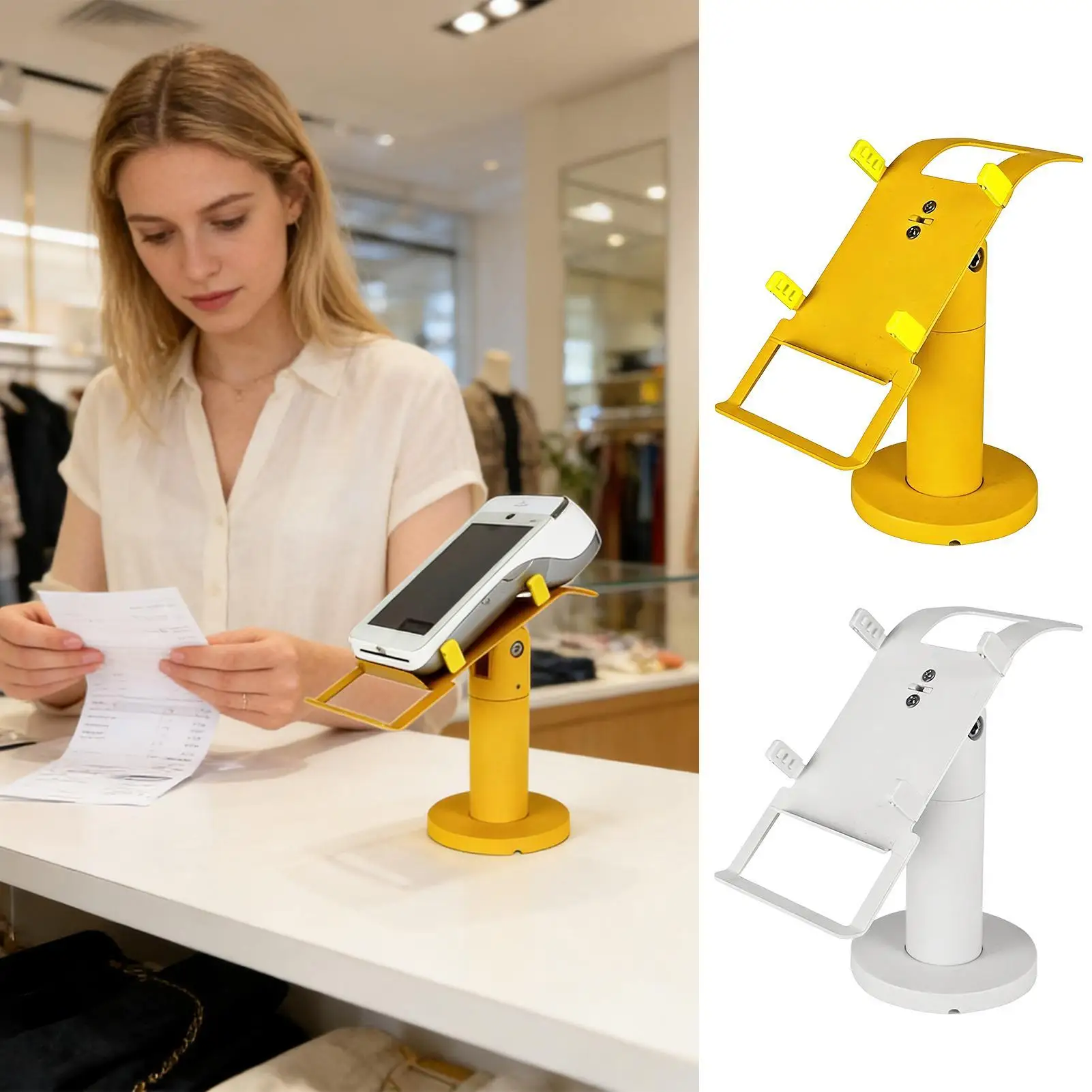Square Terminal Stand Aluminum Alloy Bracket Metal POS Machine Display Bracket For Supermarket Shop Store Counter Service Desk