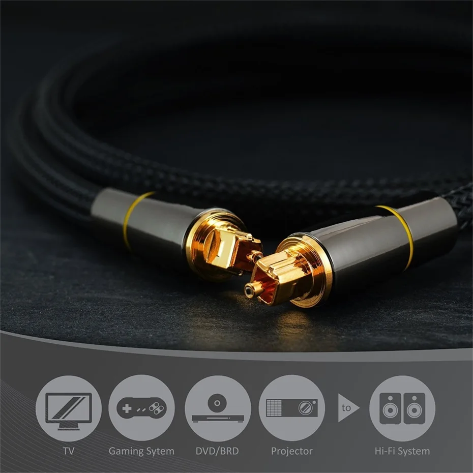 CYANMI HIFI 5.1 Digital Optical Audio Cable Toslink SPDIF Coaxial Cable for Amplifiers Blu-ray Xbox 360 PS4 Soundbar Fiber Cable