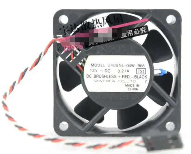 NMB 2408NL-04W-B66 TS1 DC 12V 0.21A 60x60x20mm 3-Wire Server Cooling Fan