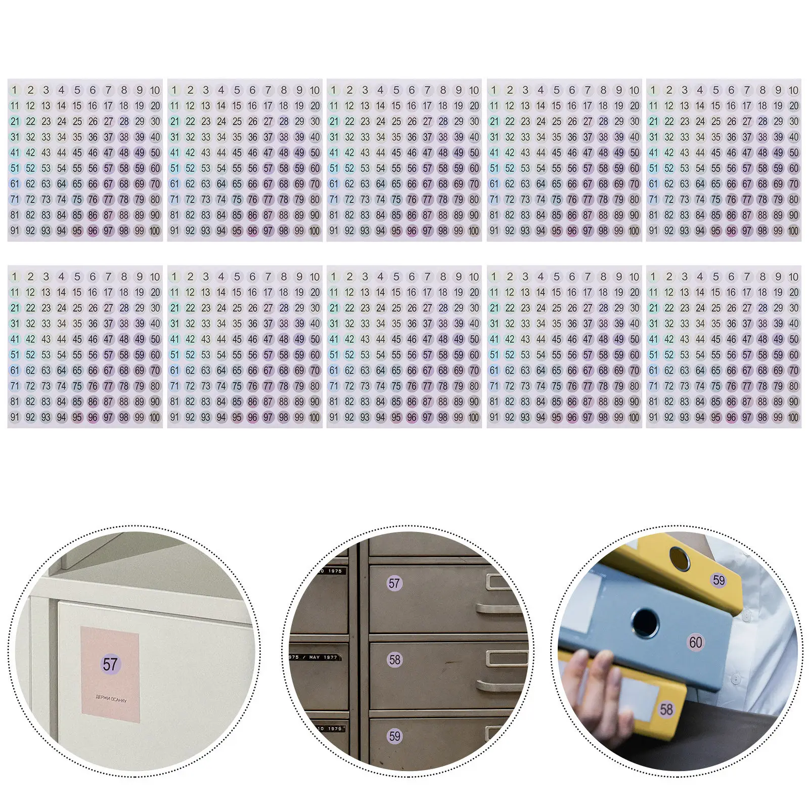 

10 Sheets Number Stickers Exquisite Workmanship Small Size Number Classification Stickers for Office Classroom Gym Storage
