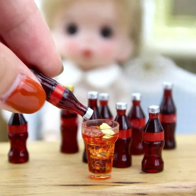 1set Miniature Statue Dollhouse Mini Soda Drink Set Cola  Model Toy