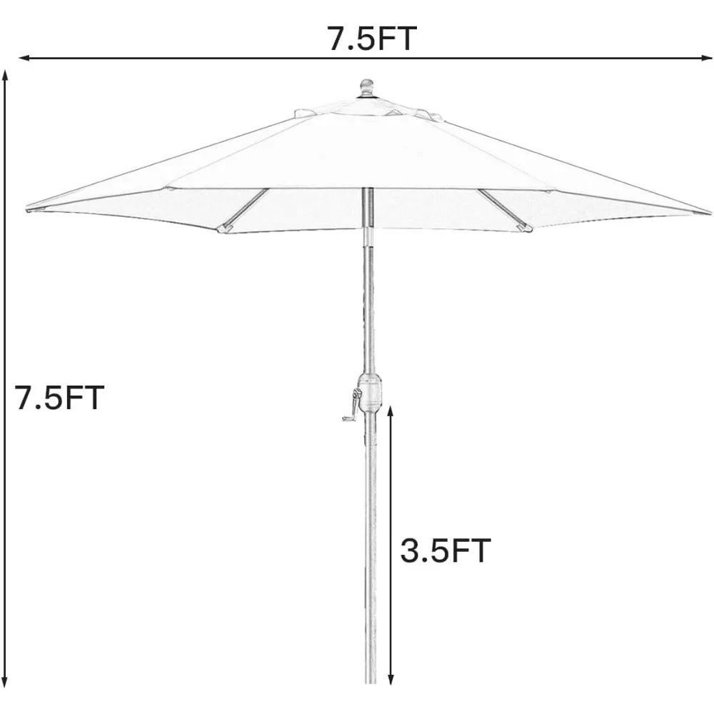 Sunnyglade-sombrilla de Patio de 7,5 ', sombrilla de mercado con botón de inclinación/manivela, 6 varillas, sombrilla de playa