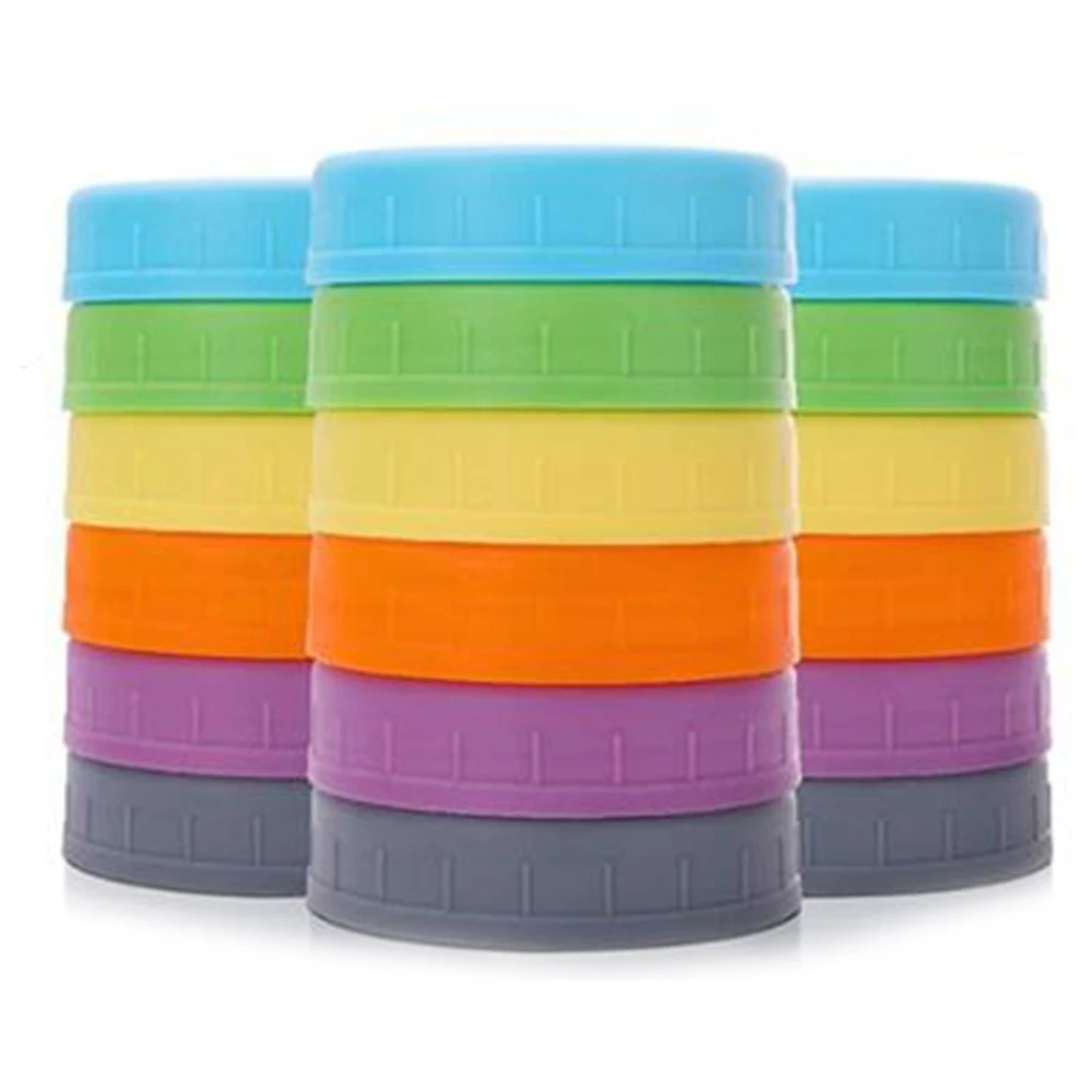 

18Pcs Plastic Regular Mouth Mason Jar Lids for Ball Kerr and More with Rings - Colored Plastic Storage Cap