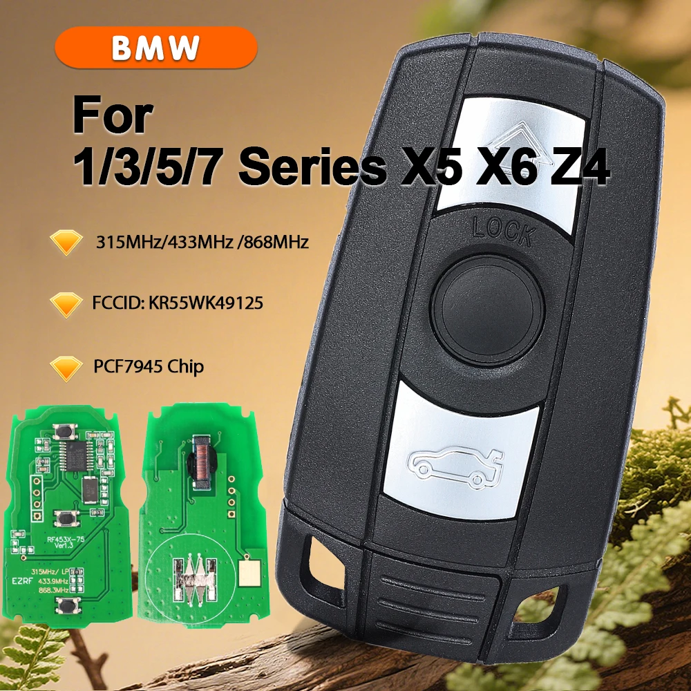 

KEYECU 10PCS CAS3 for BMW 1/3/5/7 Series X5 X6 Z4 Smart Remote Key 315MHz/433MHz /868MHz Car Control Transmitter ID46 PCF7945