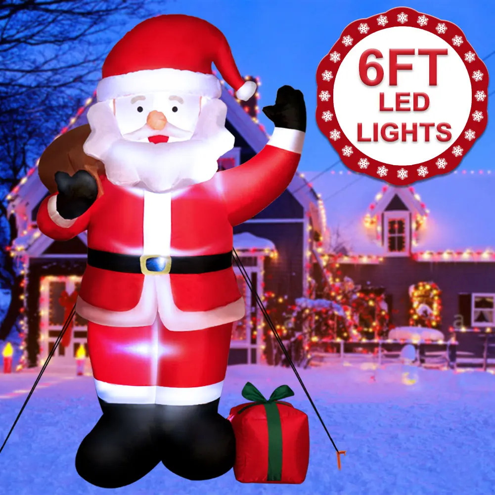 

OurWarm 6FT Inflatable Santa Claus w/ LED Light Air Blown Up Father Christmas Yard Decoration for Party Garden Decorations