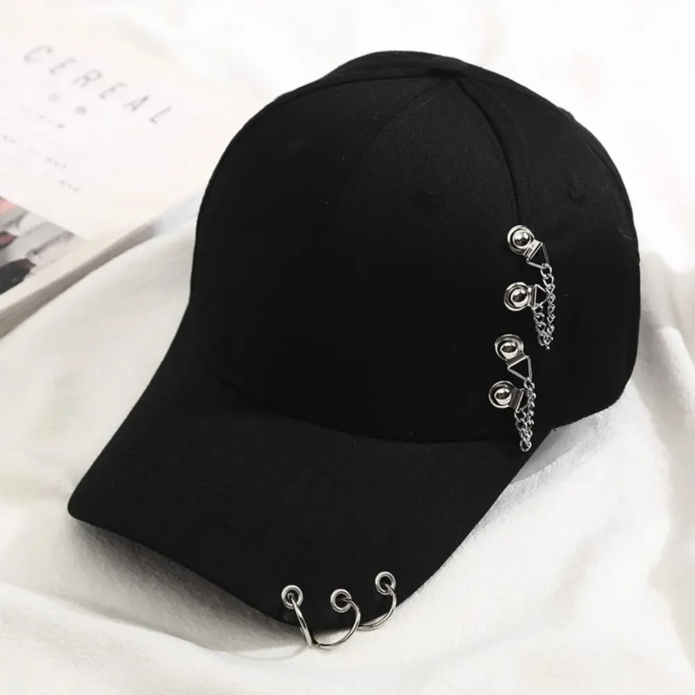 Cappello da baseball femminile Hip Hop Punk Rivetti Anello Torre Eiffel Cappelli Snapback per donna Uomo Berretto da baseball nero solido Casquette