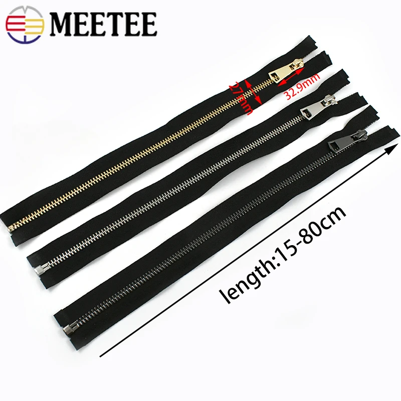 2Pcs 5# Metal Zipper 15-25cm Close-End 30-80cm Open-End Auto Lock Zips for Sewing Garment Pocket Bag Closure Zippers Repair Kits