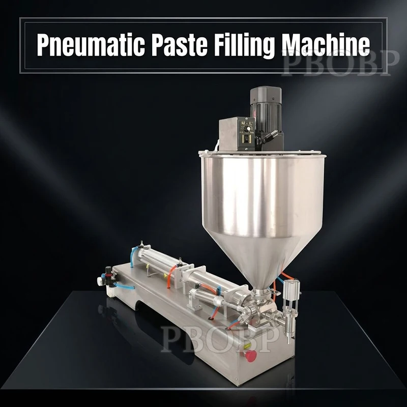 PBOBP Heated Hopper Paste Filling Machine For Peanut Butter Sauce Jam Semi Automatic Heating Mixing 50-500ml SUS304