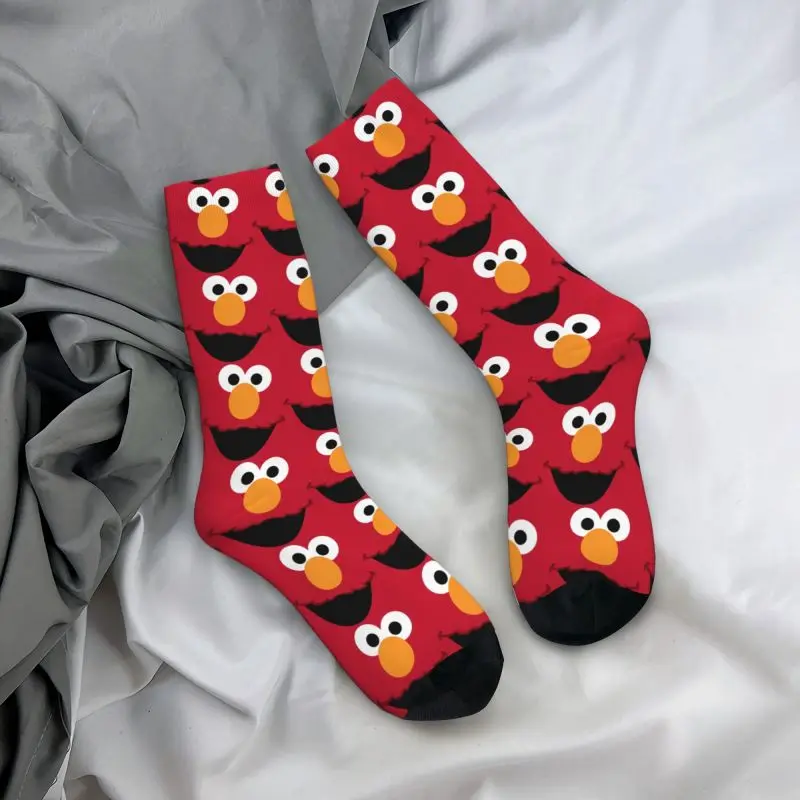 Elmo Face Anime Men\'s Crew Socks Unisex Kawaii Sesames Street Spring Summer Autumn Winter Dress Socks