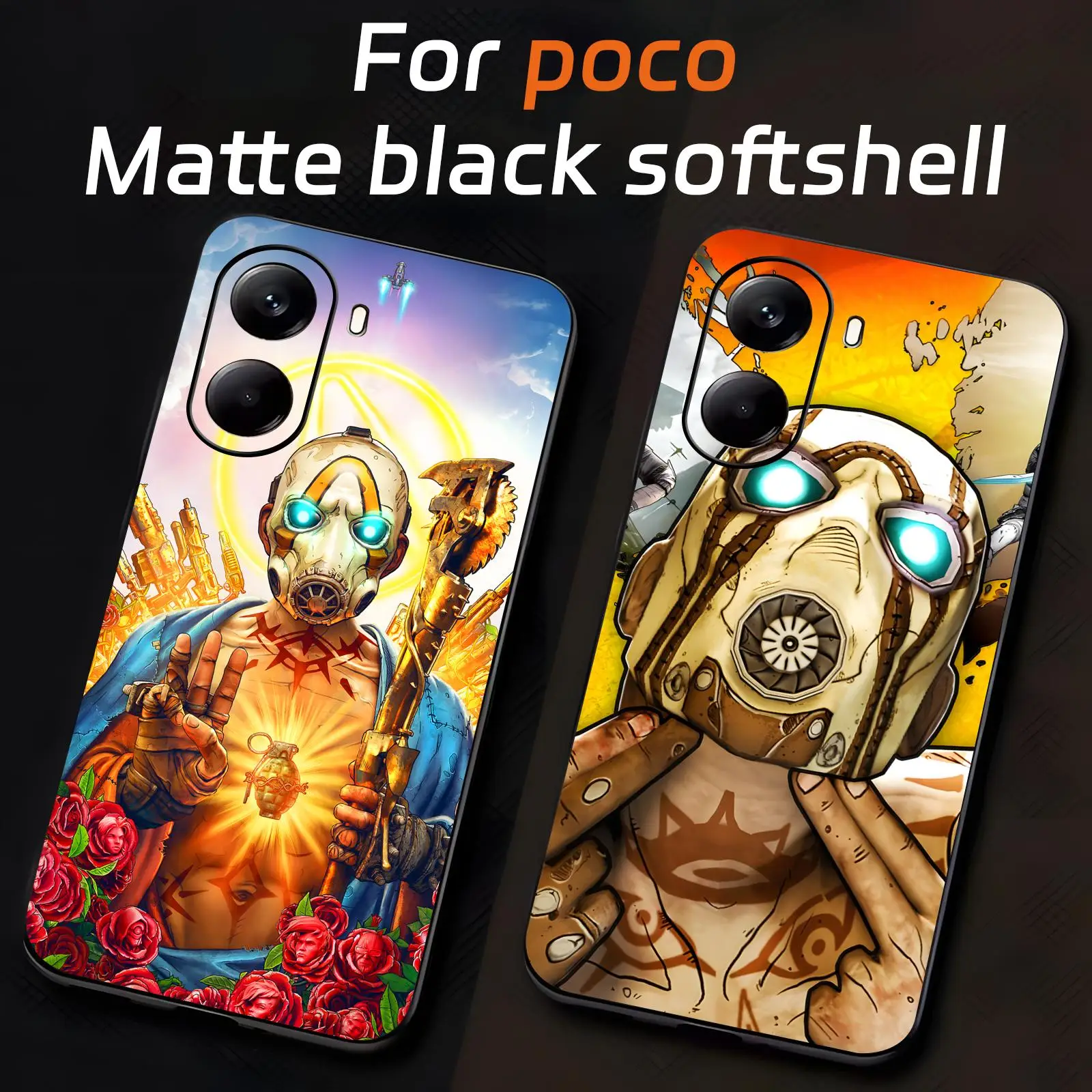Capa de Telefone COOL Borderlands C-Claptrap para Xiaomi POCO M7 M6 M5 X7 X6 X5 F7 F6 F5 Pro 5G, Capa Macia Preta à Prova de Choque