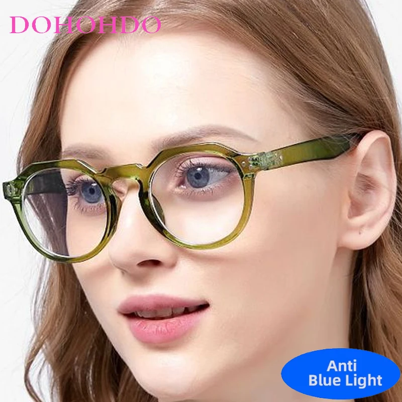 

Vintage Classic Brand Designer Small Round Frame Rivets Decoration Anti Blue Ray Glasses Women Reading Glasses Окуляри Жіночі