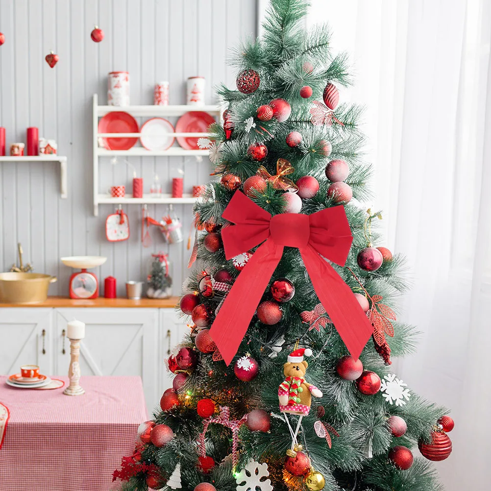 

12 Pcs Flannel Decorative Bowknot Reusable Christmas Tree Supplies Bright Color Hanging nament