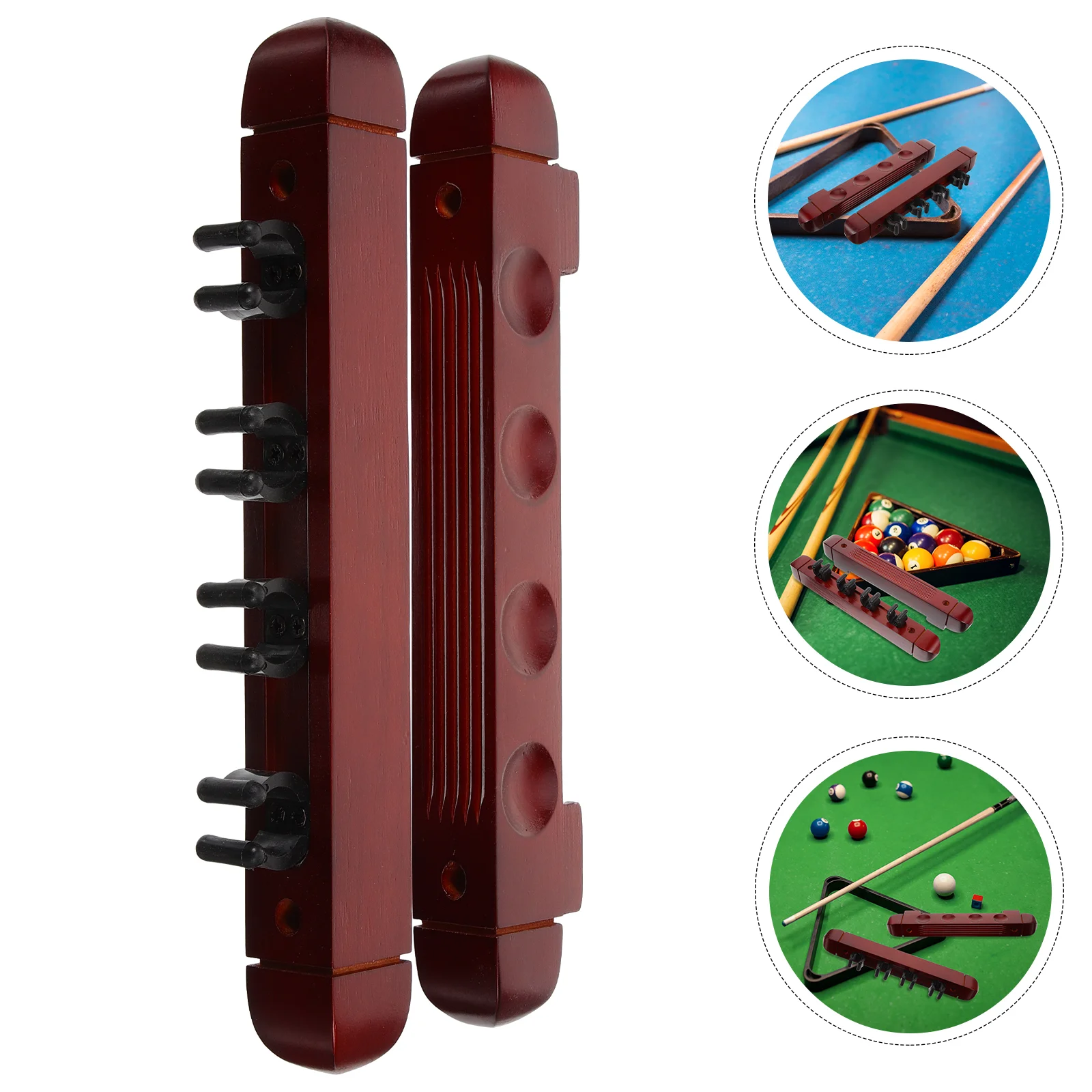 Billiard Cue Stand Wood Holder Rack Pole Erector Pool Wall Mount Decorative Solid