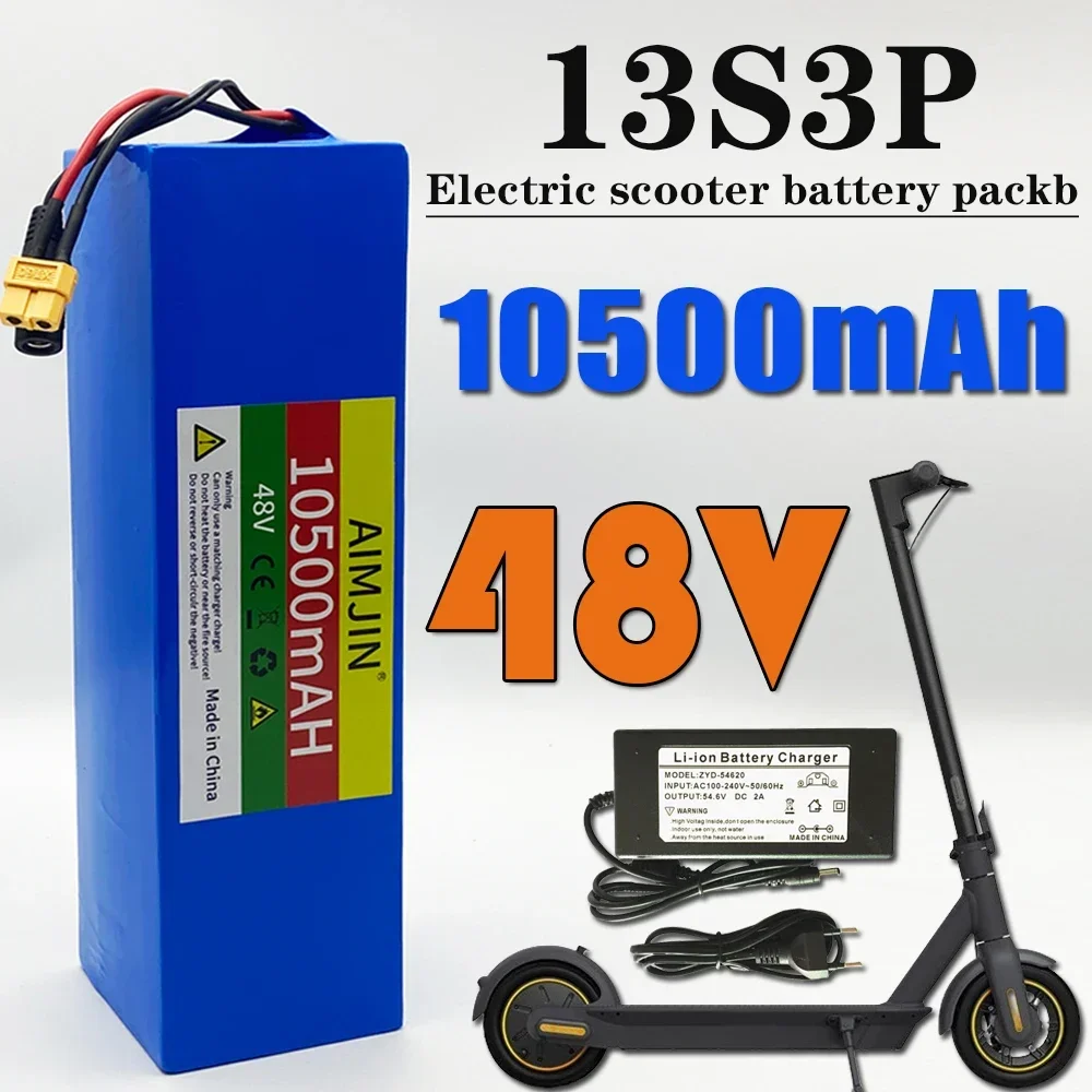 48V E-Bike Battery 13S3P 10.5Ah 18650 Rechargeable Lithium Pack for Electric Scooter Bicycle 1000W BMS + 54.6V Charger