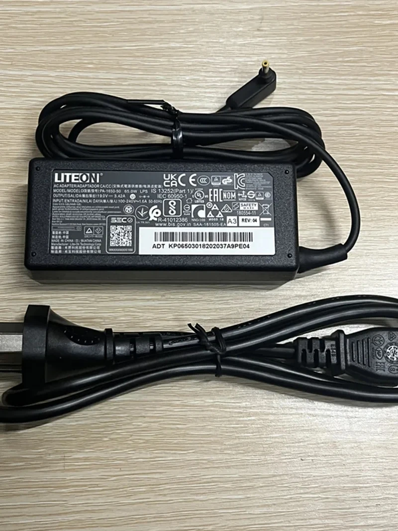 Genuine LITEON PA-1650-50 Laptop Charger 19V 3.42A 65W 3.0x1.1mm A18-065N3A AC Adapter For ACER Notebook Power Supply