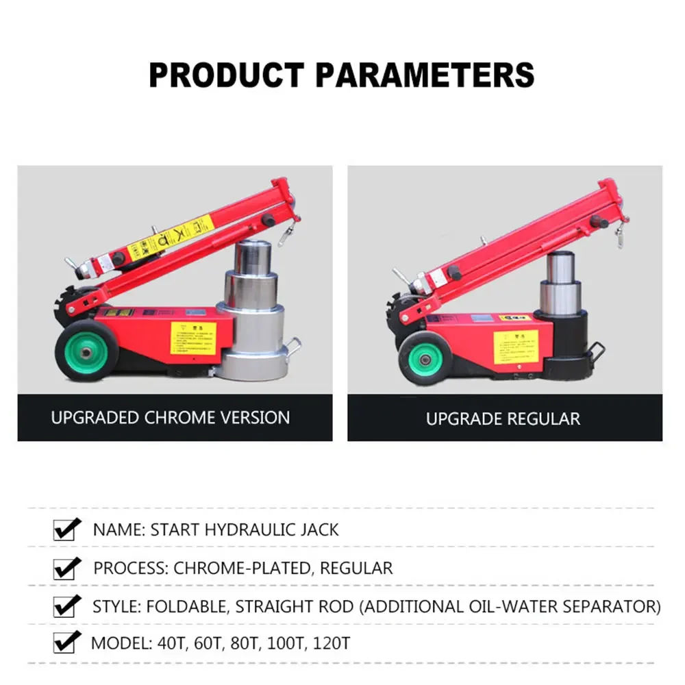 Horizontal Pneumatic Hydraulic Jack 40 Tons Auto Repair Tire Special Air Pressure Daughter Accessories