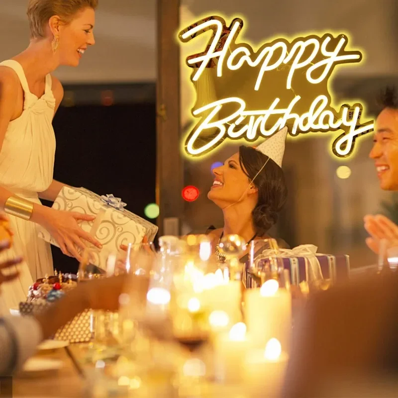 Happy Birthday Neon Dimmable Light Neon Happy Birthday Sign Led Sign Light Up Sign Happy Birthday Backdrop