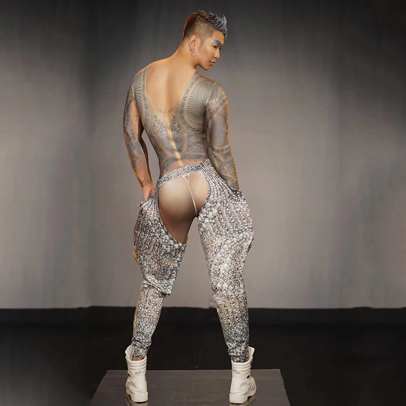 2025 ملهى ليلي الرجال دنة مرونة العضلات بذلة + بانت جوجو راقصة زي الهذيان الملابس شريط الحفلات المرحلة ازياء dj ازياء #3