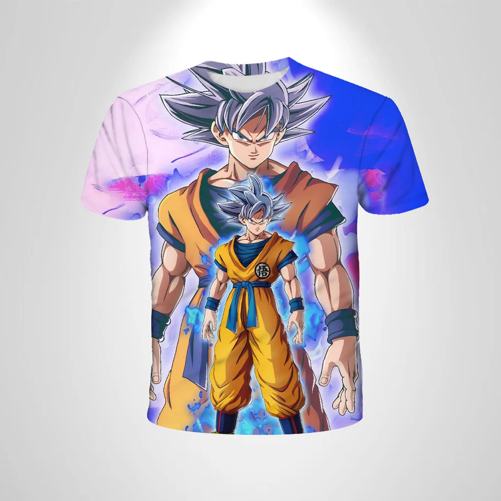 Детская одежда, детская футболка с изображением аниме Dragon Ball Z Goku, мужская футболка Super Saiyan, оранжевая дышащая подарочная фигурка для мальчиков