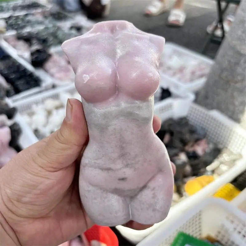 

Натуральный розовый опал, резьба по женскому телу, целебный кристалл, кварцевое украшение, духовная коллекция, подарок, 1 шт.