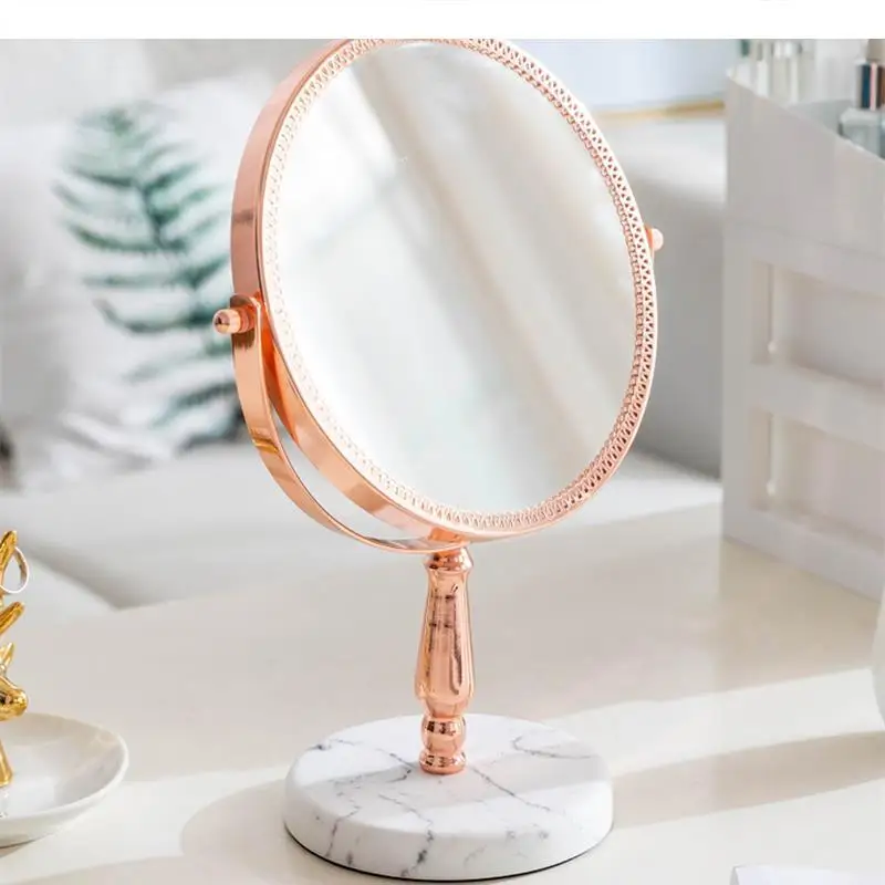 Resin Metal Makeup Mirror Double-sided Decorative Mirrors Home Decoration Accessories 360 Degree Rotation Vanity