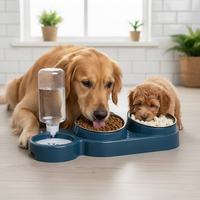 Gravity Dog Water Dispenser and Food Feeder Station | 2-in-1 Double Bowl Pet Feeding Set with Automatic Refill Bottle | Non-Skid