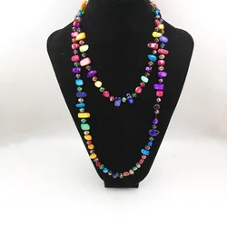 Fashion Stone Beads Long Sweater Chain Collar Shell Pearl Necklace Handmade Jewelry for Women Fashion Multi-Colors Necklaces