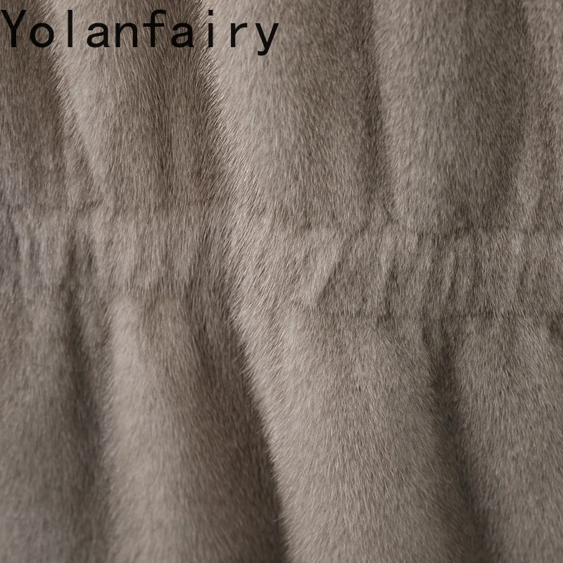 YOLANFAIRY 高品質 ミンクファーコート レディース 秋冬 天然毛皮ベスト ノースリーブ Oネック ショートファーベスト 2025
