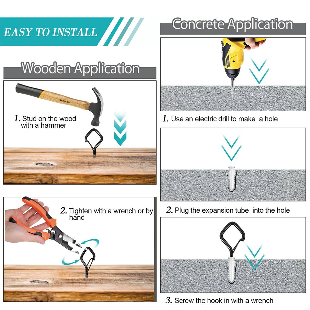 برغي خطاف أمان بإبزيم مربع متعدد الألوان مع مشبك أمان مضاد للسقوط يستخدم لأضواء سلسلة معلقة في الهواء الطلق من بونساي