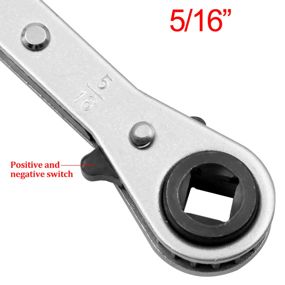 

Double Head Ratchet Wrench Reversible Silver Mechanism for Changing Refrigeration Tools Car Repairing Spanner Use