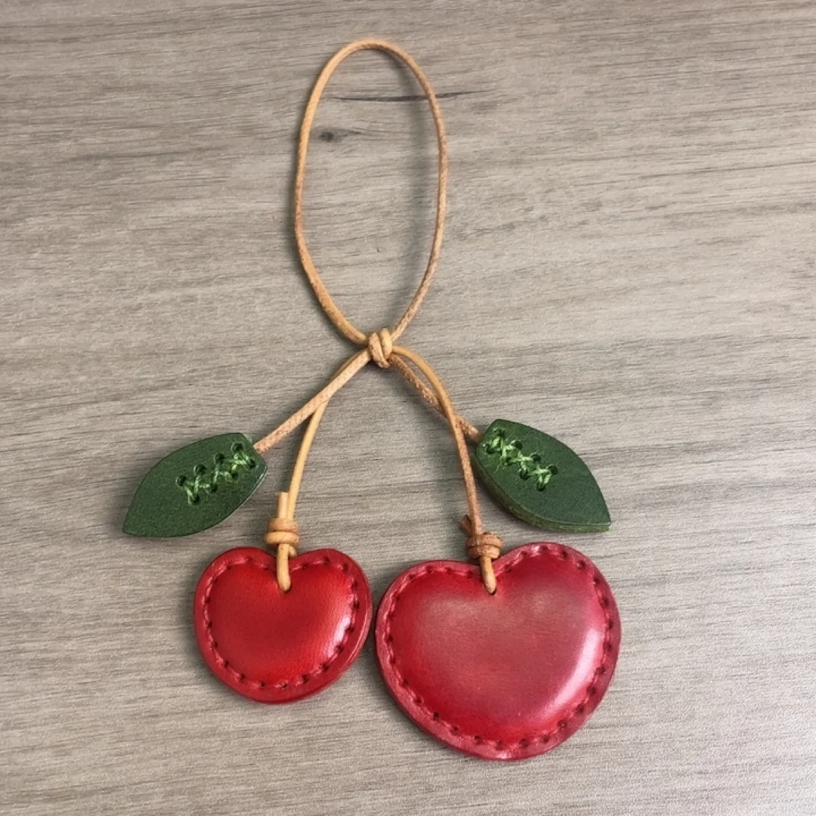 

1 piece Premium Cherry Strawberry Keychain Leather Bag Charm Handmade Gift for Her