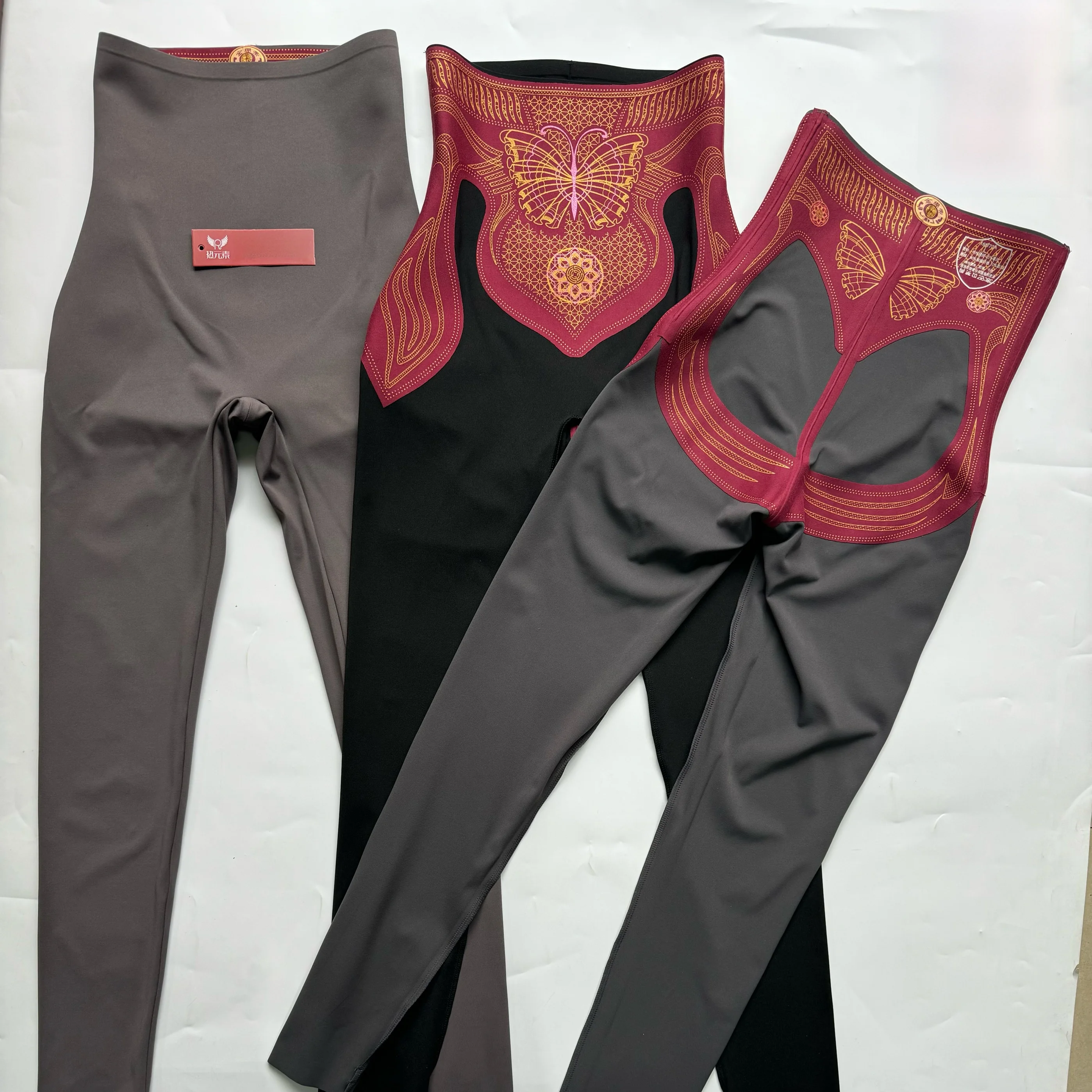 Pantalones de seda con cintura alta para mujer, ropa de abrigo con forro de Fce, pantalones de Arca para otoño e invierno, elemento térmico, tonificado dorado