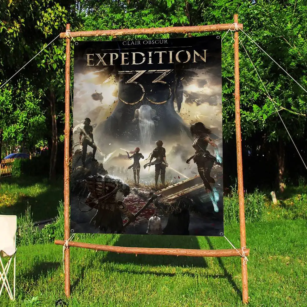 Game Clair O-Obscur E-Expedition 33 Printed Large Flag Art Science Fiction Room Home Decor Decor Banner
